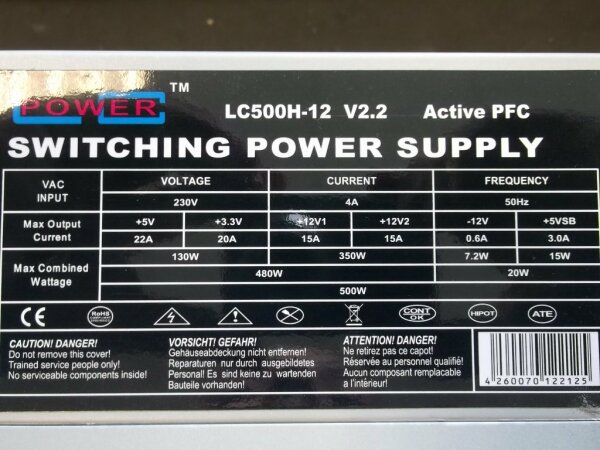 LC-Power LC500H-12 500W ATX Netzteil 500 Watt   #29435