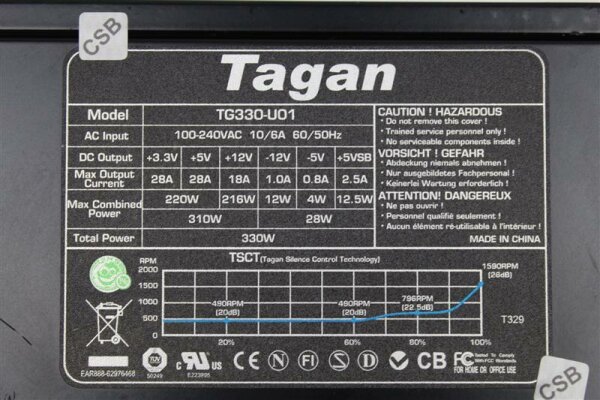 Tagan TG330-U01 330W ATX Netzteil 330 Watt    #154644