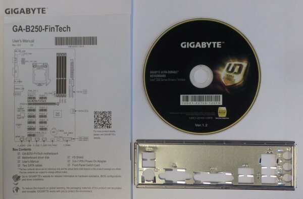 Gigabyte GA-B250-FinTech Rev.1.0 - Handbuch - Blende - Treiber CD   #156730