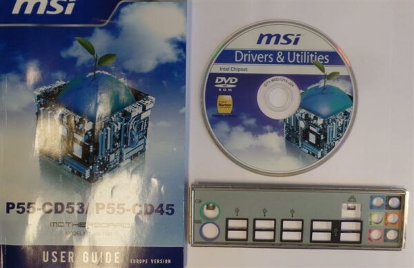 MSI P55-CD53 MS-7586 Ver.1.1 - Handbuch - Blende - Treiber CD   #156735