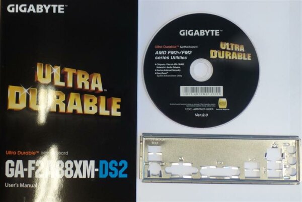 Gigabyte GA-F2A88XM-DS2 Rev.3.2 - Handbuch - Blende - Treiber CD   #156796