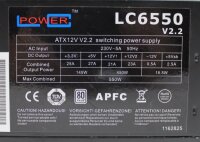 LC Power LC6550 V2.2 550W ATX Netzteil 550 Watt 80Plus...