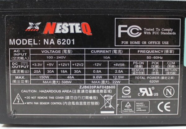 NesteQ A.S.M. NA 6201 ATX Netzteil 620 Watt    #156771
