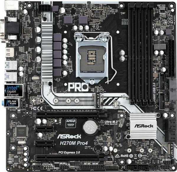 ASRock H270M Pro4 Rev.1.04 Intel H270 Mainboard Micro ATX Sockel 1151   #156889