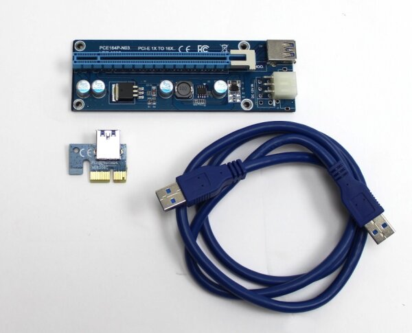 PCIe 1x auf 16x Riser Karte Adapter PCE164P-N03 Mining Bitcoin USB 3.0 #301018
