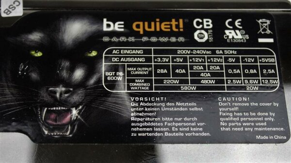 Be Quiet Dark Power BQT P6-600W ATX Netzteil 600 Watt   #301559