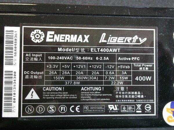 Enermax Liberty 400W (ELT400AWT) ATX Netzteil 400 Watt modular  #301925