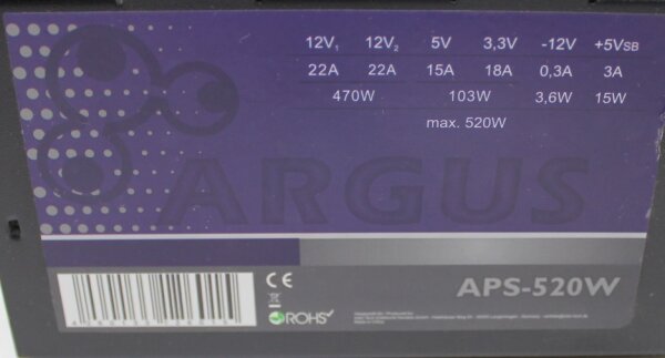 Inter-Tech Argus APS-520W ATX Netzteil 520 Watt   #302669