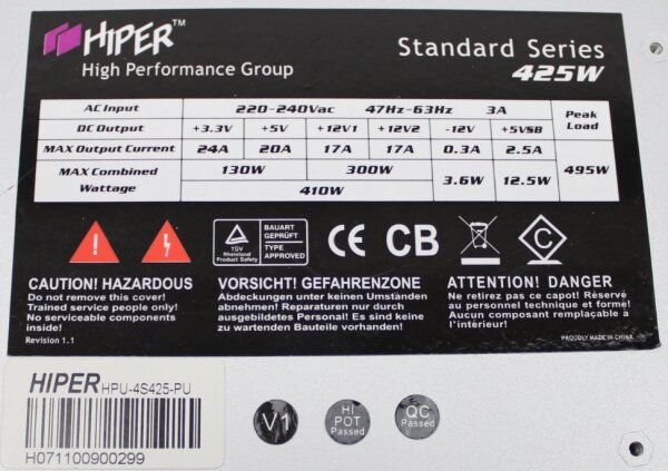 Hiper Type-S HPU-4S425 ATX Netzteil 425 Watt   #302825