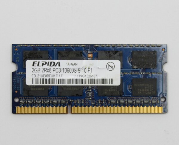 Elpida 2 GB (1x2GB) EBJ21UE8BFU0-DJ-F DDR3-1333 PC3-10600S SO-DIMM  #302848