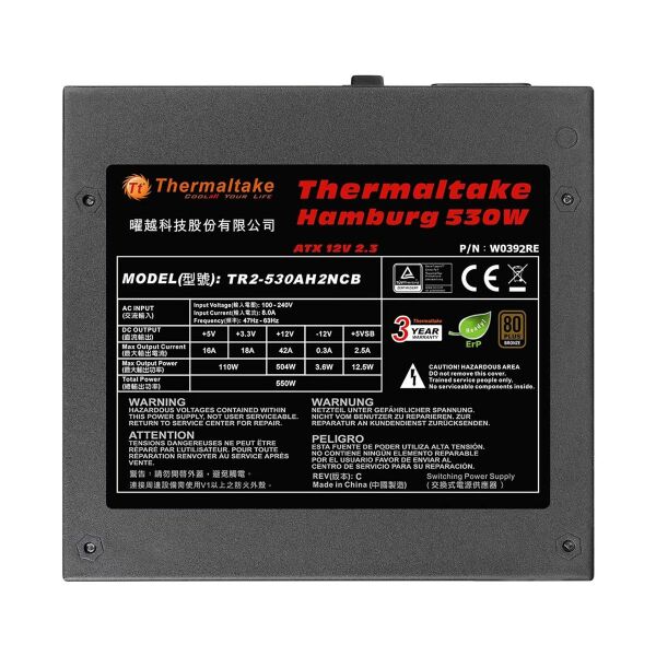 Thermaltake Hamburg TR2-530AH2NCB W0392RE ATX Netzteil 530 Watt 80+ #302864