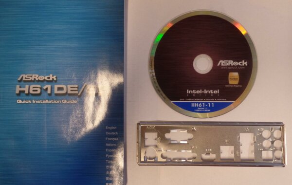 ASRock H61DE/S3 Rev.1.1 - Handbuch - Blende - Treiber CD   #303176