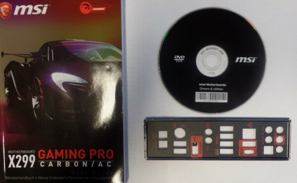 MSI X299 Gaming Pro Carbon AC Rev.1.1 - Handbuch - Blende - Treiber CD   #303434