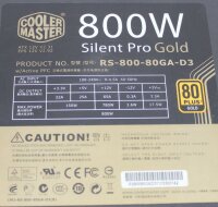 Cooler Master 800W Silent Pro Gold ATX Netzteil 800 Watt...