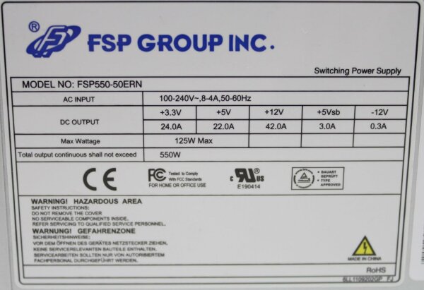 FSP Group FSP550-50ERN ATX Netzteil 550 Watt 80+   #304664