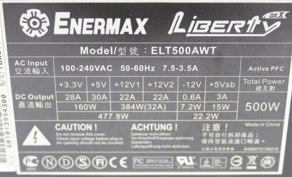 Enermax Liberty DXX 500W ELT500AWT 500 Watt 80 Plus modular   #305106