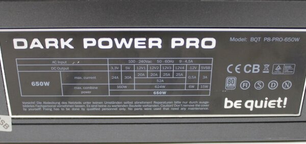 Be Quiet Dark Power Pro P8 650W ATX Netzteil 650 Watt modular 80+ #305671