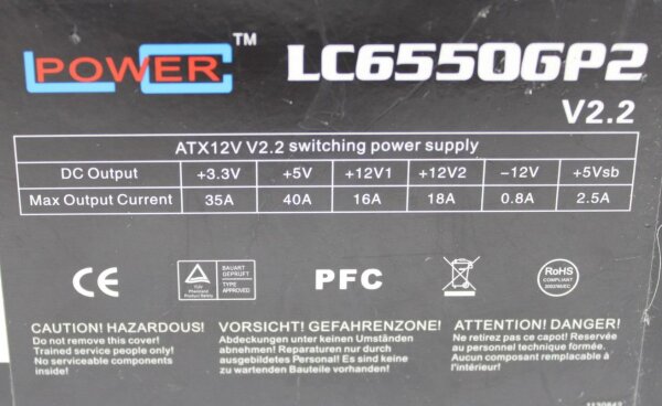 LC Power LC6550GP2 V2.2 ATX Netzteil 550 Watt   #305721