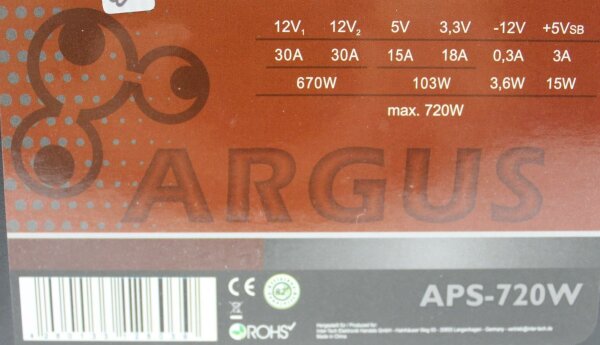 Inter-Tech Argus APS-720W ATX Netzteil 720 Watt  #305937