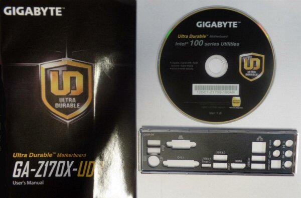 Gigabyte GA-Z170X-UD3 Rev1.0 - Handbuch - Blende - Treiber CD   #306178