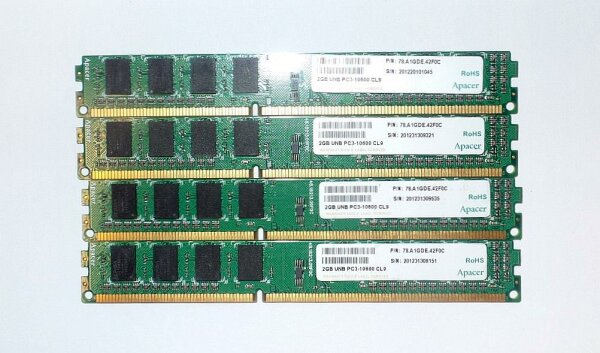 Apacer 8 GB (4x2GB) 78.A1GDE.42F0C DDR3-1333 PC3-10600 CL9 Low Profile   #307117