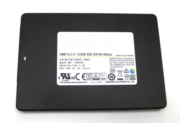 Samsung CM871a 512 GB 2.5 Zoll SATA-III 6Gb/s MZ7TN512HDHP SSD  #307189