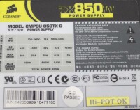 Corsair Enthusiast Series TX850 CMPSU-850TX-C ATX Netzteil 850 Watt 80+ #309099