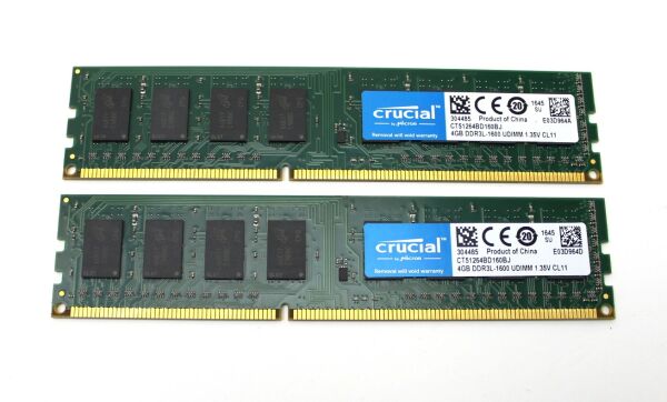 Crucial 8 GB (2x4GB) CT51264BD160BJ DDR3L-1600 PC3L-12800U   #311540