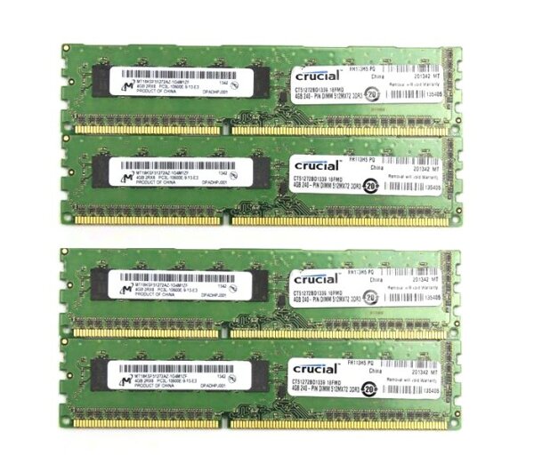 Micron 16 GB (4x4GB) DDR3-1333 ECC PC3L-10600E MT18KSF51272AZ-1G4M1ZF  #311572