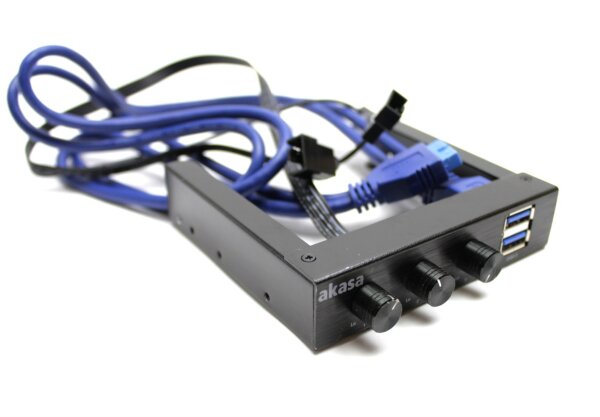 Akasa FC06 V2, 3 Kanal Lüftersteuerung mit 2-Port USB 3.0,  3,5 Zoll   #312664