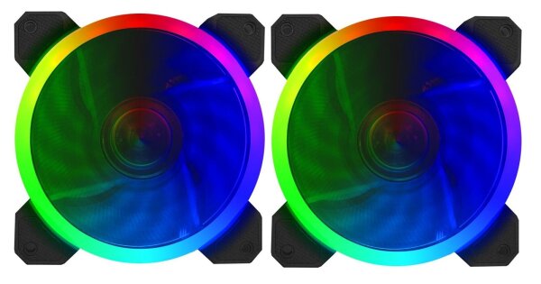 2er Set RGB, LED Gehäuselüfter PC-Lüfter, FAN, Lüfter 120mm x 120mm   #313515