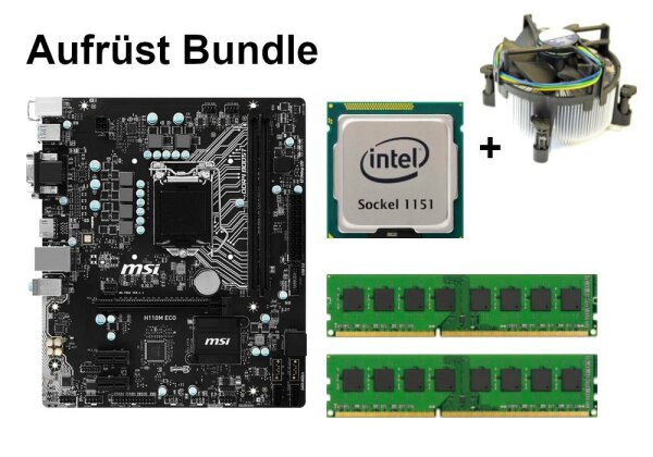 Bundle MSI H110M Eco + Intel Core i3 i5 i7 CPU + 4GB bis 16GB RAM wählbar