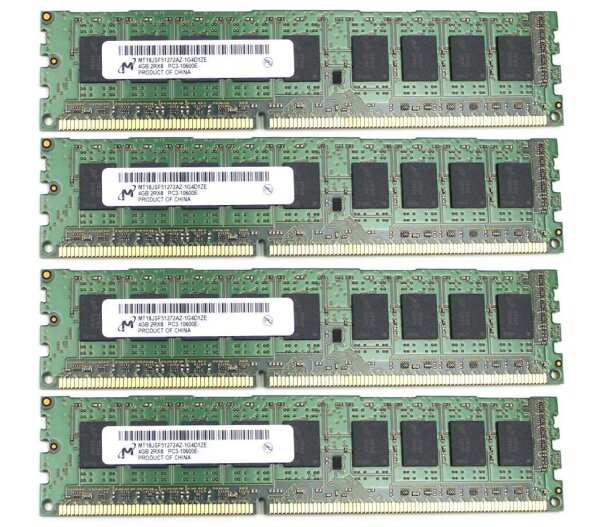 Micron 16 GB (4x4GB) DDR3-1333 ECC PC3-10600E MT18JSF51272AZ-1G4D1ZE  #316466