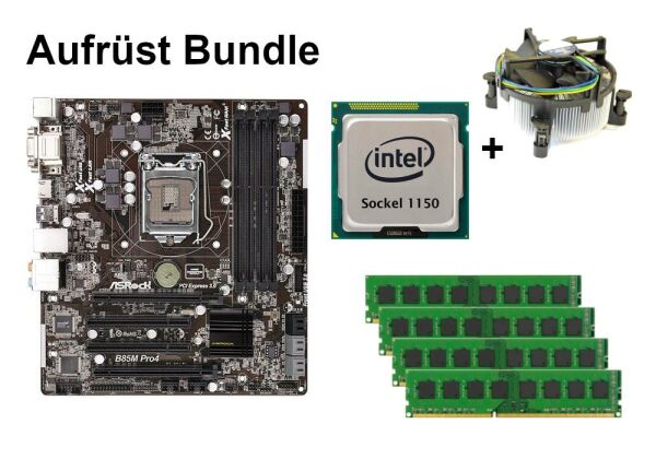 Bundle ASRock B85M Pro4 + Intel Core i3 i5 i7 CPU + 4GB bis 32GB RAM wählbar