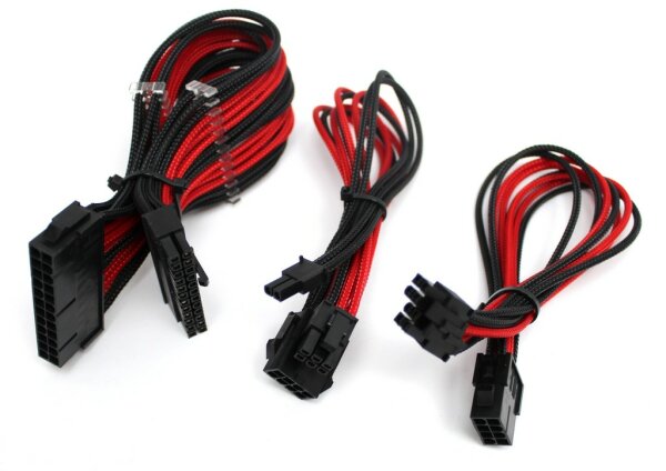 Kabelverlängerung Extension Kit Netzteil Modding 24/4+4/6+2 rot-schwarz #317194