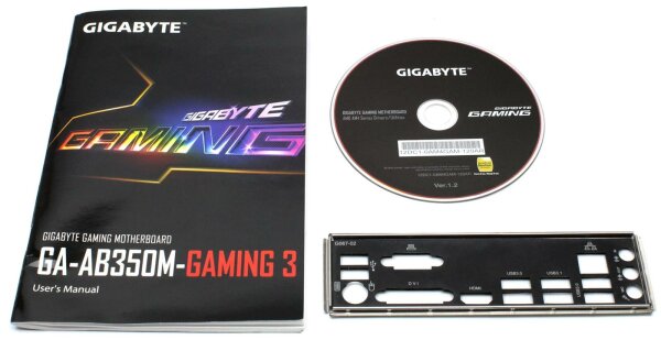 Gigabyte GA-AB350M-Gaming 3 - Handbuch - Blende - Treiber CD    #317540