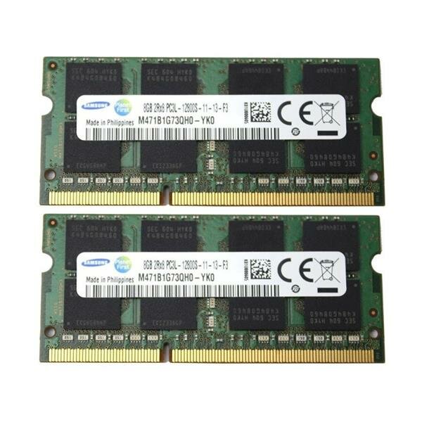 Samsung 16 GB (2x8GB) DDR3L-1600 SO-DIMM PC3L-12800S M471B1G73QH0-YK0 #318240