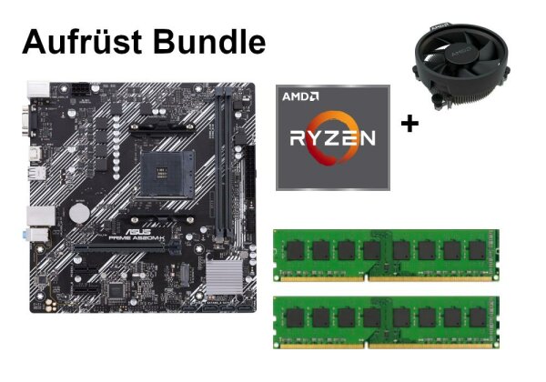 Bundle ASUS Prime A520M-K + AMD RYZEN 3 5 7 CPU + 8GB - 32GB RAM selectable