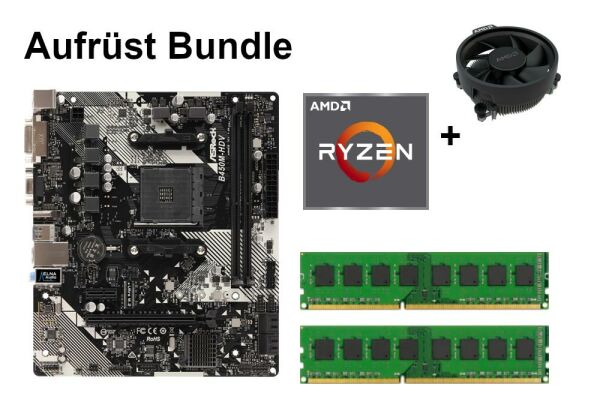 Bundle ASRock B450M-HDV R4.0 + AMD RYZEN 3 5 7 CPU + 8GB to 32GB RAM