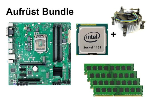 Bundle ASUS Prime B250M-C + Intel Core i3 i5 i7 CPU + 8GB bis 32GB RAM wählbar