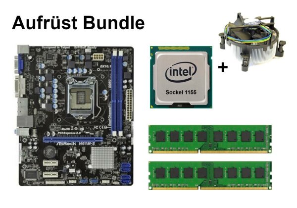 Bundle ASRock H61M-S + Intel Core i3 i5 i7 CPU + 4GB bis 16GB RAM wählbar