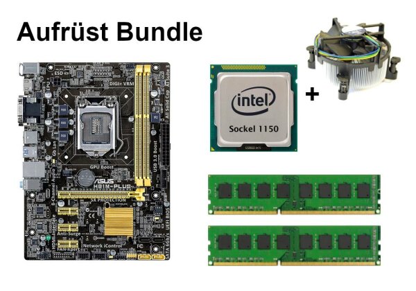 Bundle ASUS H81M-PLUS + Intel Core i3 i5 i7 CPU + 4GB to 16GB RAM selectable