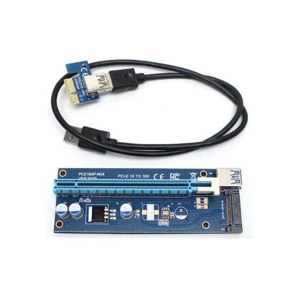 PCIe 1x auf 16x Riser Karte Adapter PCE164P-N04 Mining Bitcoin USB SATA #319981