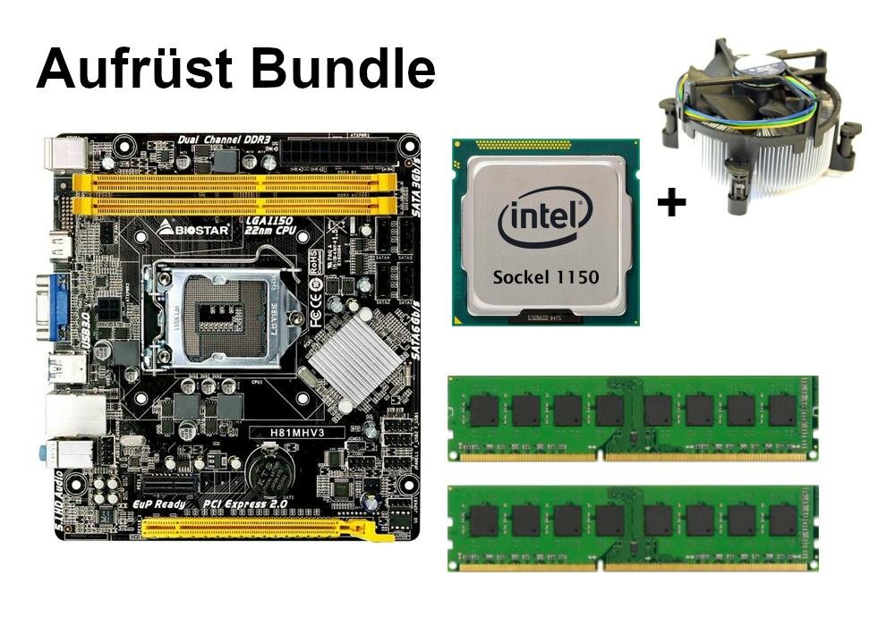 Bundle Biostar H81MHV3 Ver.7.3 + Intel Core i3 i5 i7 CPU + 4GB - 16GB