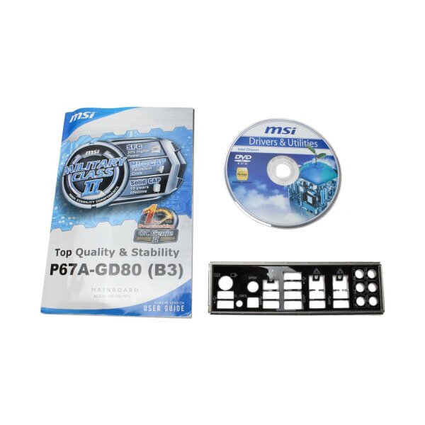 MSI P67A-GD80 (B3) MS-7672 Ver. 2.1 - Handbuch - Blende - Treiber CD    #320925