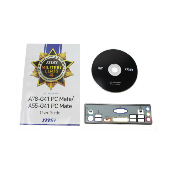 MSI A78-G41 PC Mate - manual - i/o-shield - CD-ROM with drivers    #320935