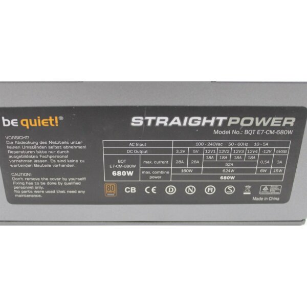 Be Quiet Straight Power E7-CM 680W (BN123) ATX Netzteil 680 Watt modular #320946