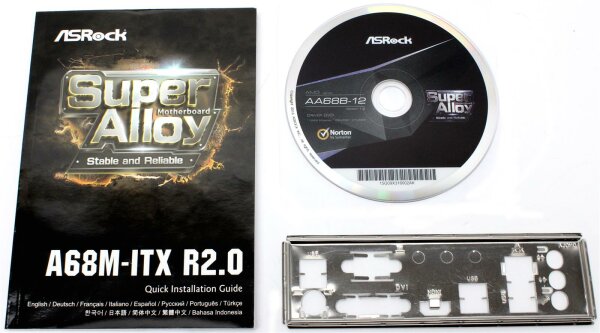 ASRock A68M-ITX Rev. 2.0 - manual - IO-shield - driver disk    #321404