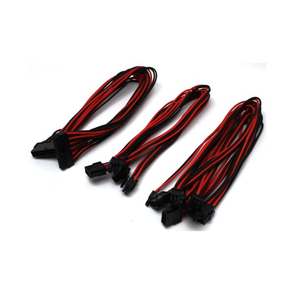 Kabelverlängerung Extension Kit Netzteil Modding 24/4+4/6+2 rot-schwarz  #323455