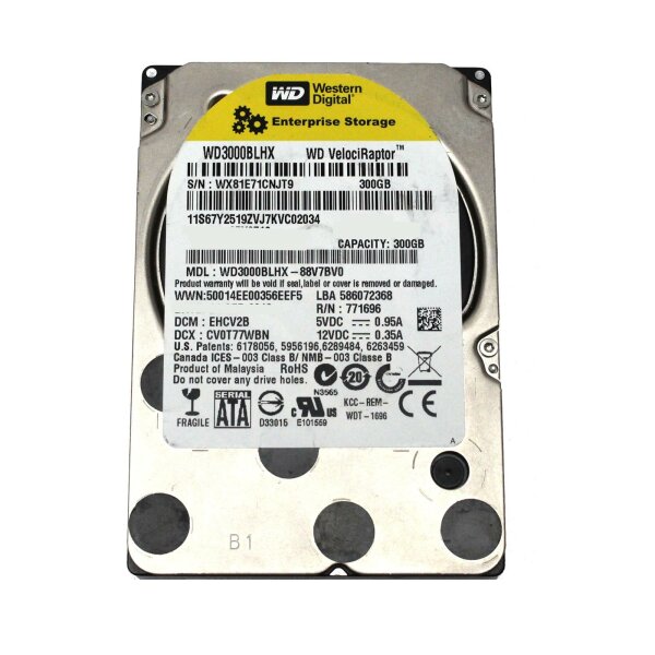 Western Digital VelociRaptor 300 GB 2,5 Zoll SATA-3 6Gb/s WD3000BLHX HDD #328455